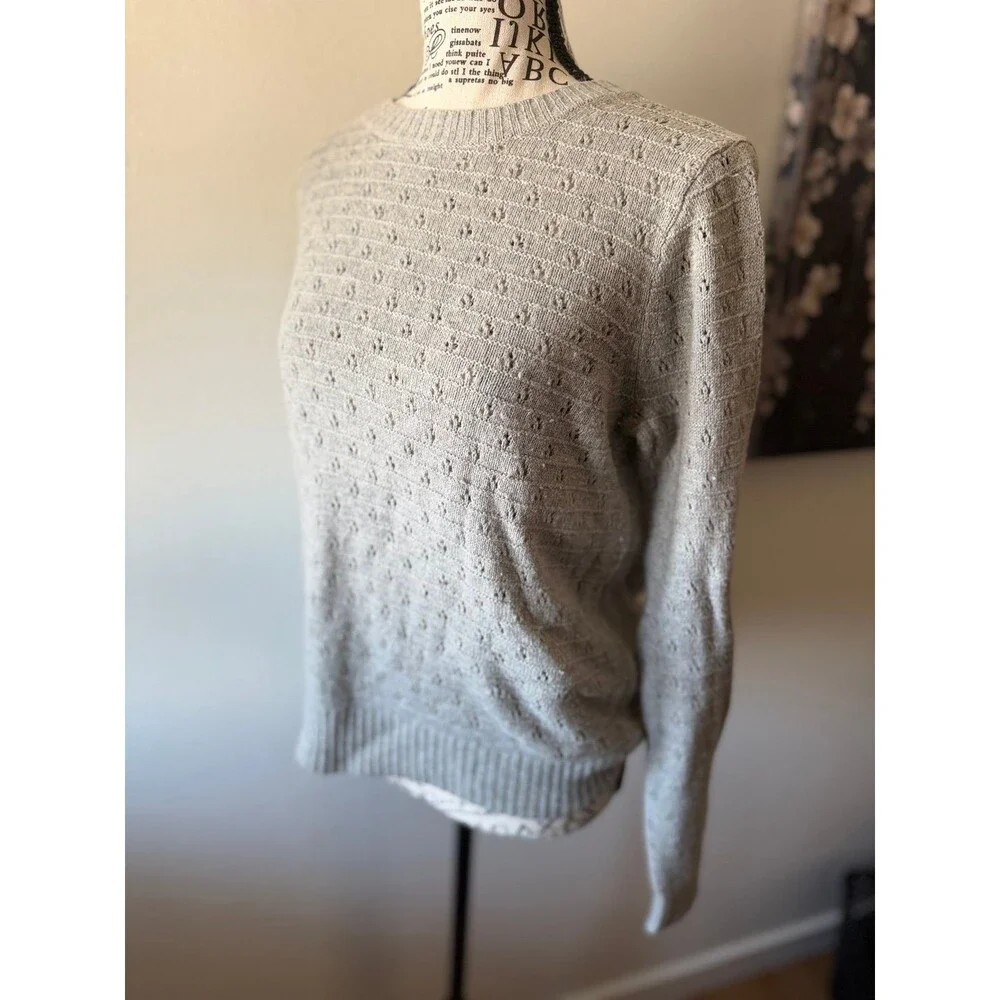 J.Crew Knit Crew Neck Sweater Medium Light Gray